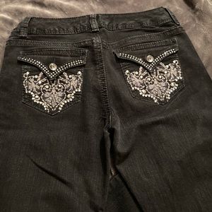 Nine West black stretch jeans with bling